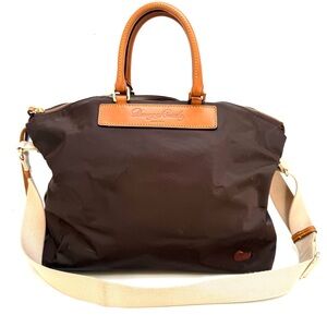 Dooney & Bourke Brown Nylon Tote Bag with Florentine Leather Handles And Trim